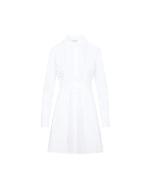 Patou Pleated Summer Poplin Dress in White | Lyst