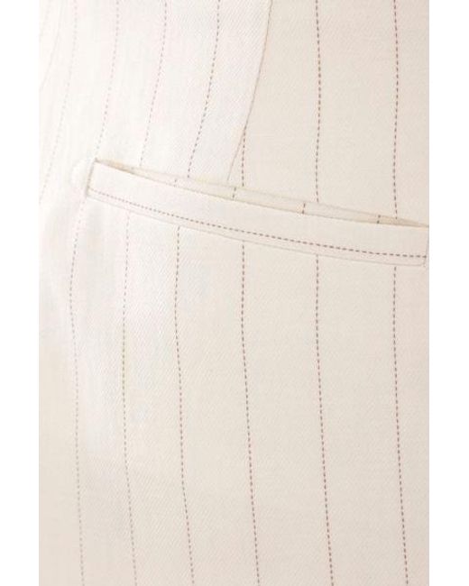 Tagliatore White Paris Linen And Cotton Double-Breasted Striped Suit