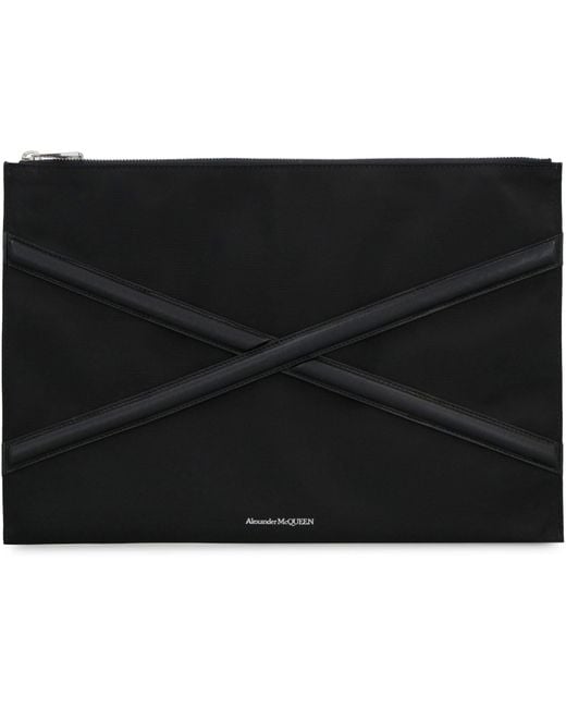 Alexander McQueen Black Harness Nylon Pouch-bag With Logo for men