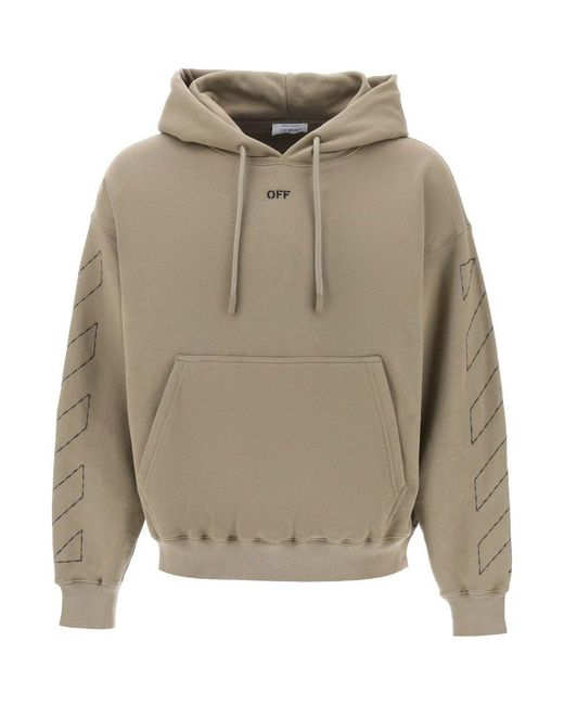 Off-White c/o Virgil Abloh Natural Hoodie With Topstitched Motifs for men