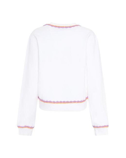 Moschino White Logo Detail Cotton Sweatshirt