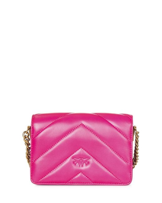 Pinko Pink Mini Love Bag Click Big Chevron Shoulder Bag