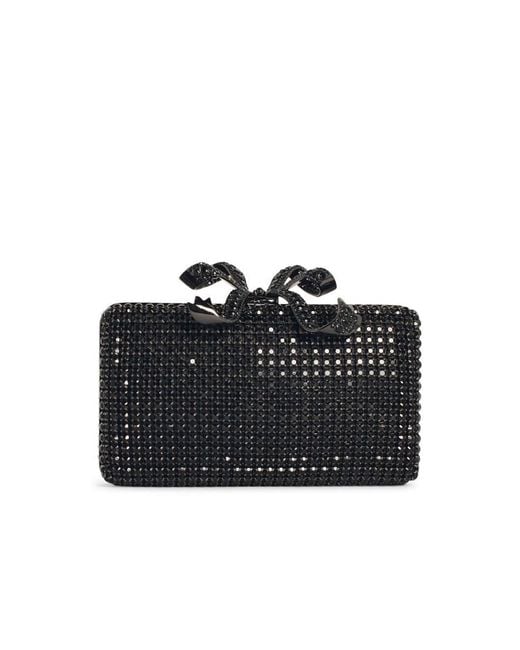 Self-Portrait Black 'Crystal Box' Polyester Clutch