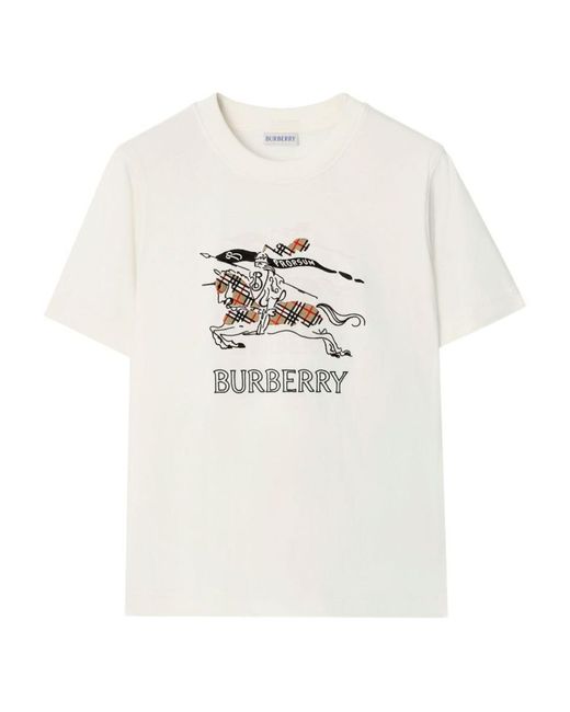 Burberry White Ekd Cotton T-Shirt