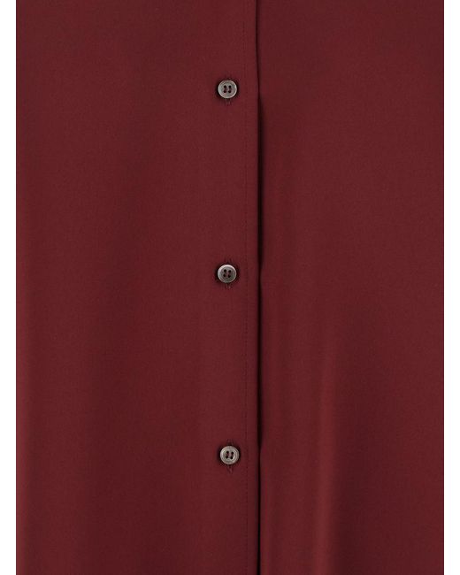 Plain Red Bordeaux Shirt With Classic Collar
