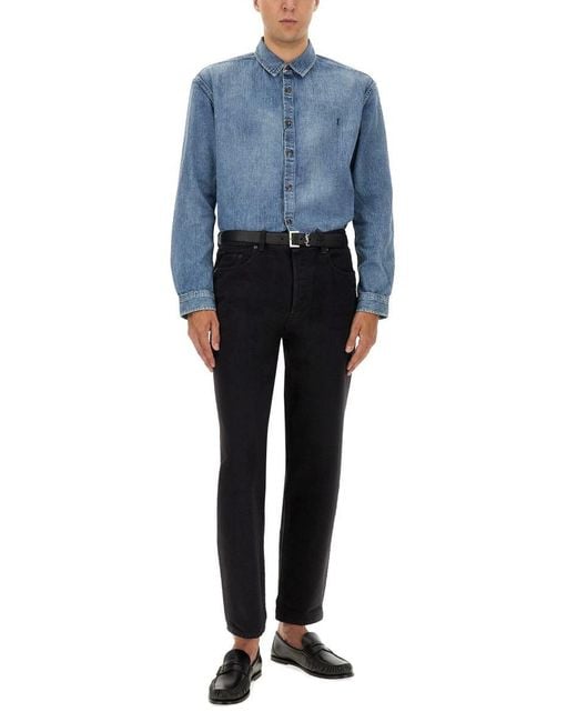 Saint Laurent Blue Denim "cassandre" Shirt for men