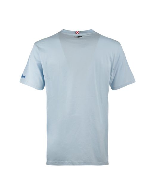 Saint Barth Blue Light T-Shirt With Print And Embroidery Aperitif St. Barth for men