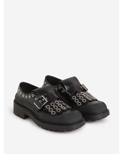 Alexander McQueen Black Leather Studded Loafers for men
