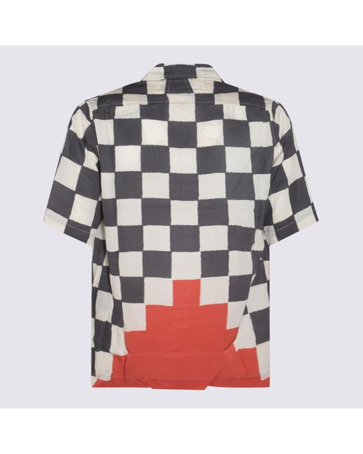 Rhude Multicolor Ivory Black And Red Silk Checker Shirt for men