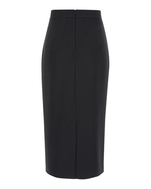 Plain Black Midi Pencil Skirt
