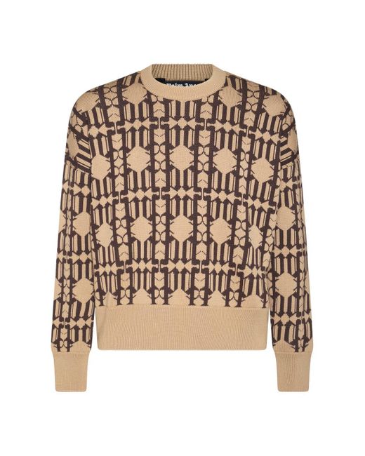 Palm Angels Brown Sweaters Beige for men