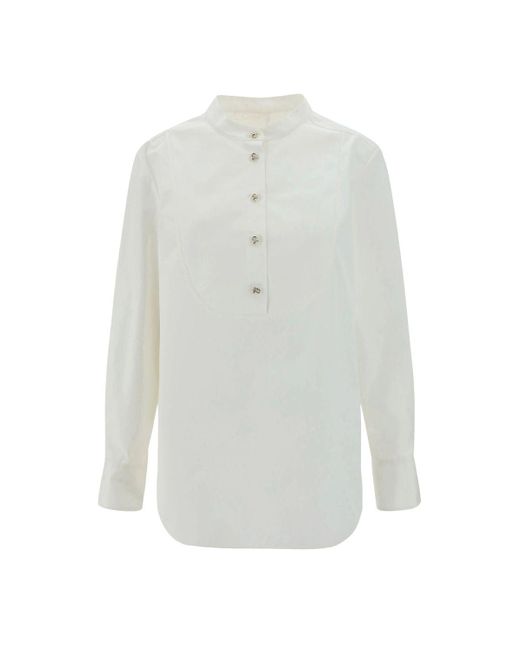 Chloé White Knot Button Shirt Shirt, Blouse
