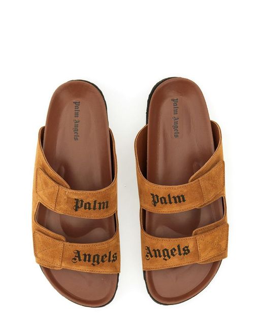 Palm Angels Brown Leather Sandals for men