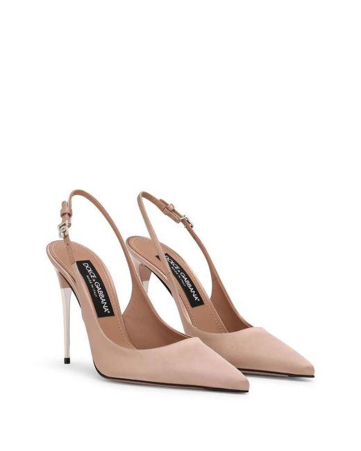 Dolce & Gabbana Natural Satin Slingback Pumps