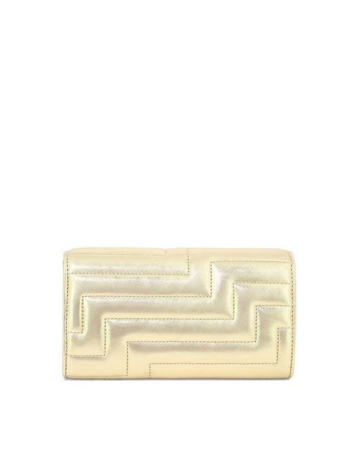 Jimmy Choo Natural "avenue" Wallet With Pearl Strap