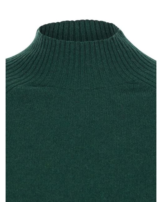 Twinset Green Turtleneck Sweater With Crop Design