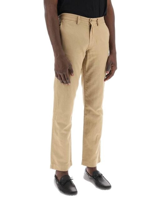 Polo Ralph Lauren Natural Pantaloni In Lino E Cotone for men