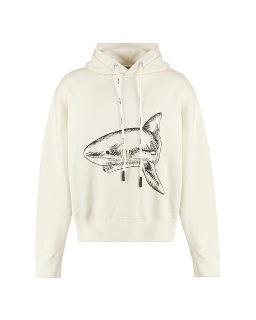 Palm Angels White Cotton Hoodie for men