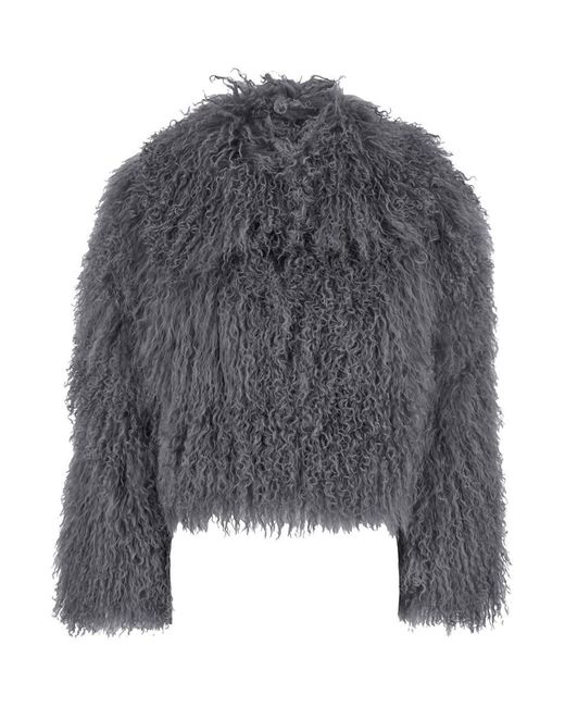 Plain Gray Tibet Fur Short Jacket