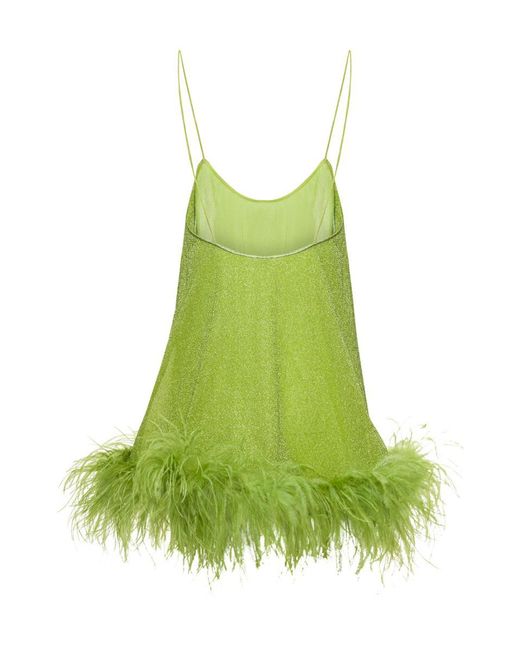 Oseree Green Mini Dress With Feathers