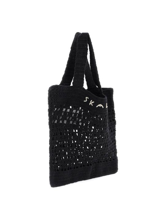 Skall Studio Black Evalu Crochet Handbag In 9