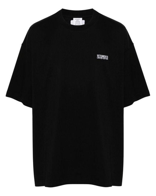 Vetements Black Logo Cotton T-Shirt