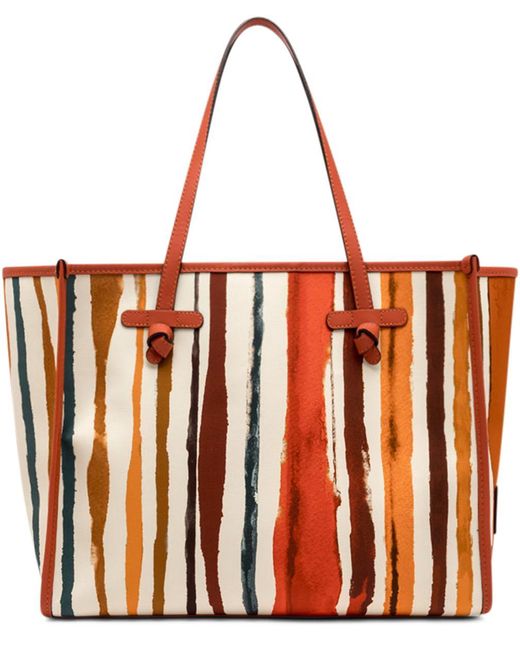 Gianni Chiarini Red Marcella Canvas And Leather Shopping Bag