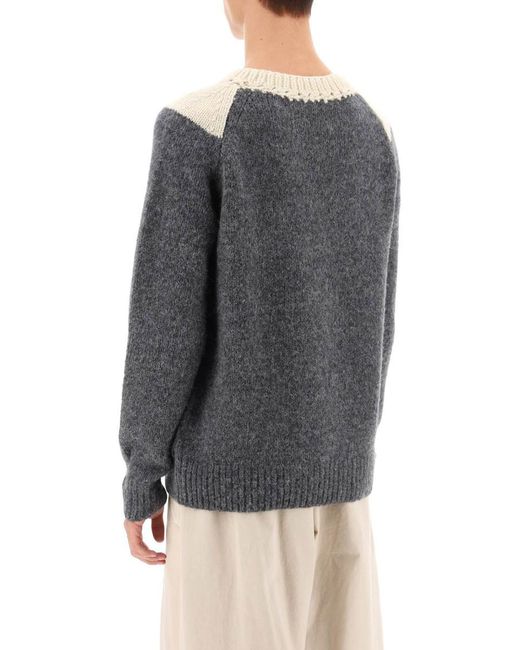Dries Van Noten Gray Two-Tone Alpaca And Wool Sweater for men