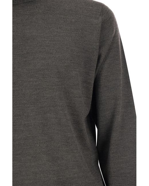 Fedeli Gray Turtleneck Sweater In Virgin Wool for men