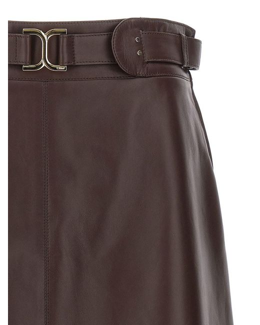 Chloé Brown Leather Mini Skirt