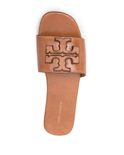 Tory Burch Brown Eleanor Leather Flat Sandals