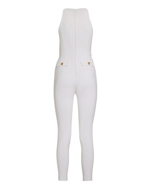 Elisabetta Franchi White Belted Crepe Jumpsuit