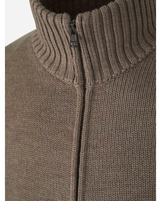 Zanone Brown Wool Knit Cardigan for men
