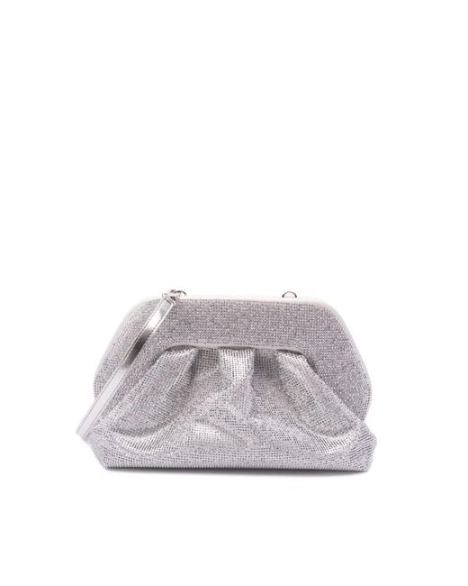 THEMOIRÈ Gray Metallic Slouchy Rhinestone-Embellished Shoulder Bag