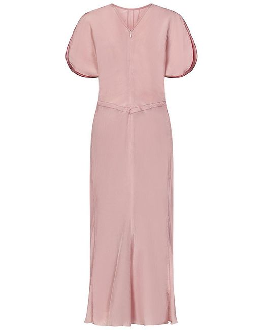 Victoria Beckham Pink Gathered Waist Midi Dress Midi Dress