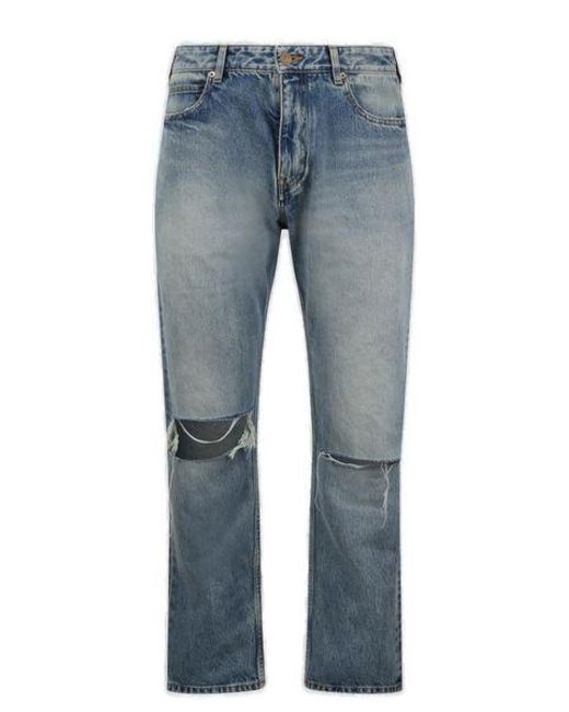 Balenciaga Blue Buckle Loose Fit Jeans for men