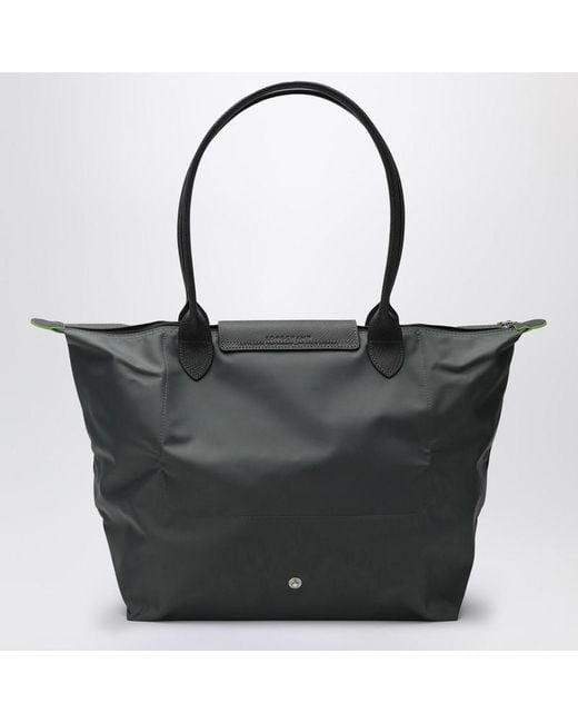 Longchamp Black Graphite-Coloured L Le Pliage Bag