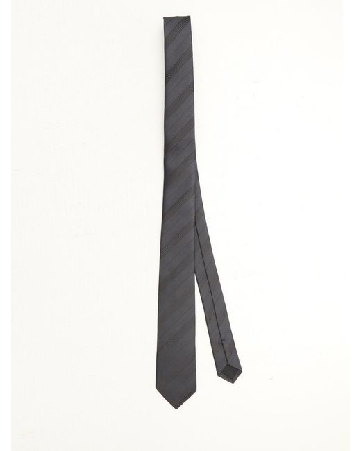 Saint Laurent White Striped Tie In Silk for men
