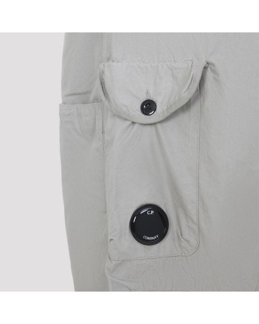 C P Company Gray London Fog Cotton Cargo Pants for men