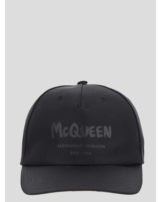 Alexander McQueen Black Graffiti Logo Baseball Cap for men