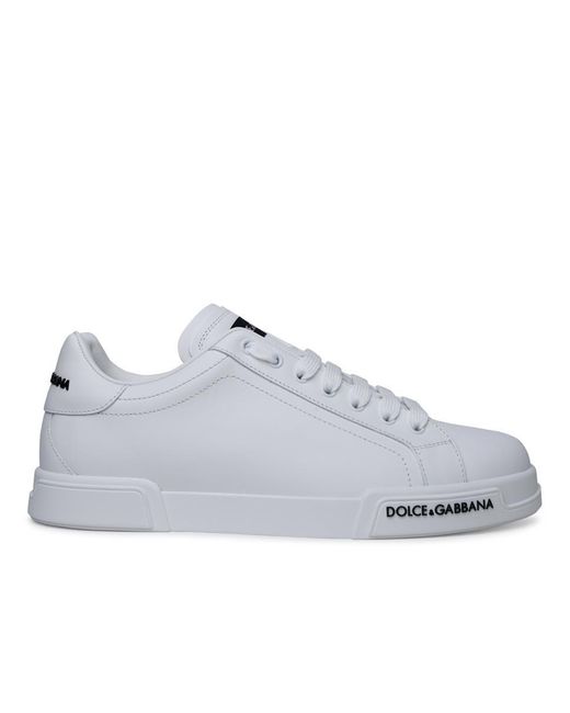 Dolce & Gabbana Portofino White Calf Leather Sneakers for men