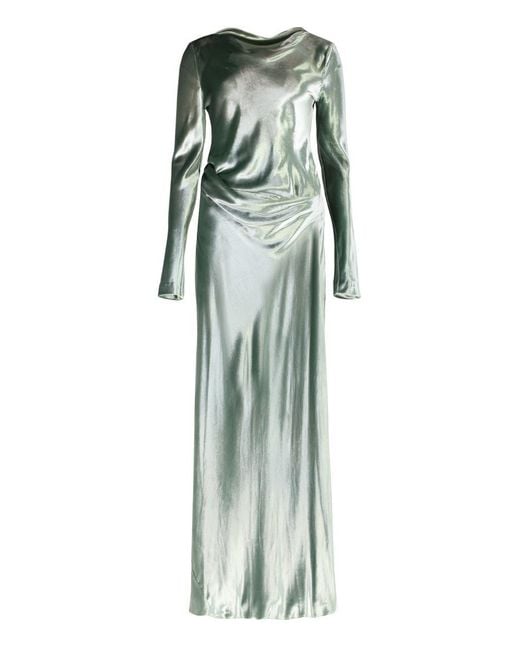 Alberta Ferretti Green Long Velvet Dress