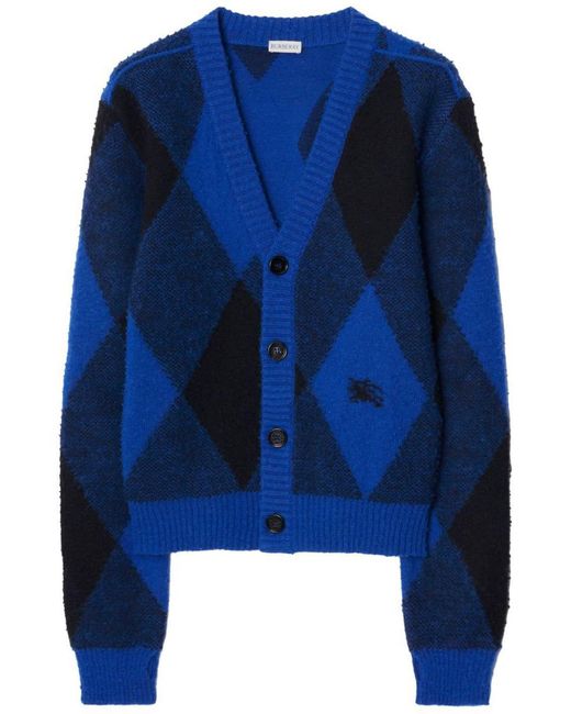 Burberry Blue Argyle Cardigan Clothing for men