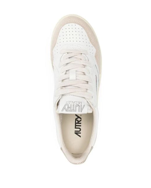 Autry White "Medalist Low" Suede Sneakers Shoes