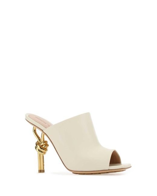 Bottega Veneta White Ivory Nappa Leather Knot Mules