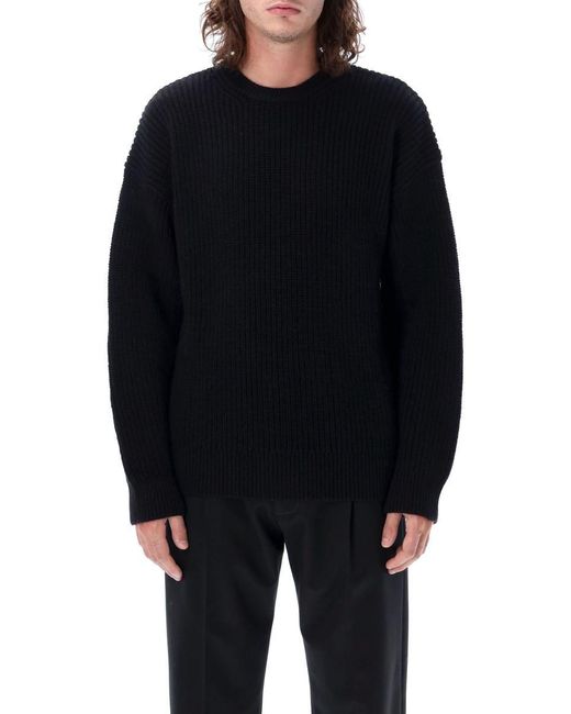 Marine Serre Wool And Fluffy Knit Crewneck in Black for Men | Lyst