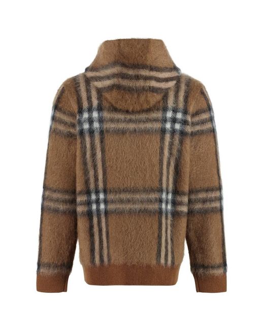 Burberry Brown Knitted Hoodie for men