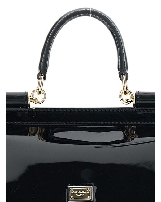 Dolce & Gabbana Black 'Sicily Medium' Handbag With Adjustable And Removable Shoulder Strap And Logo Plaque On The Front