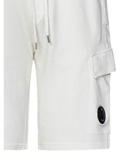 C P Company White Shorts for men