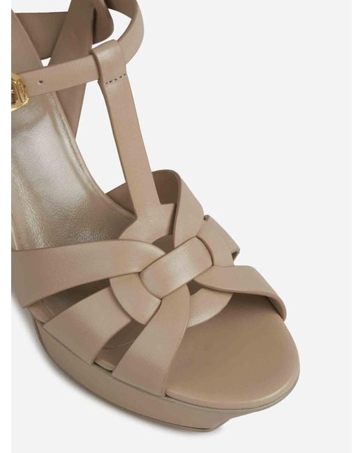 Saint Laurent Natural Tribute Heeled Sandals